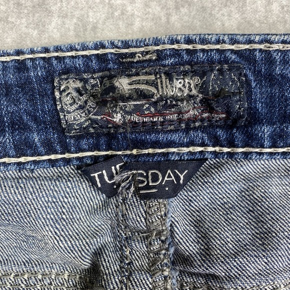 Silver Jeans Tuesday Mid Capri Women 28 Blue Stretch Embroidered W42114SJL405 - Picture 6 of 16